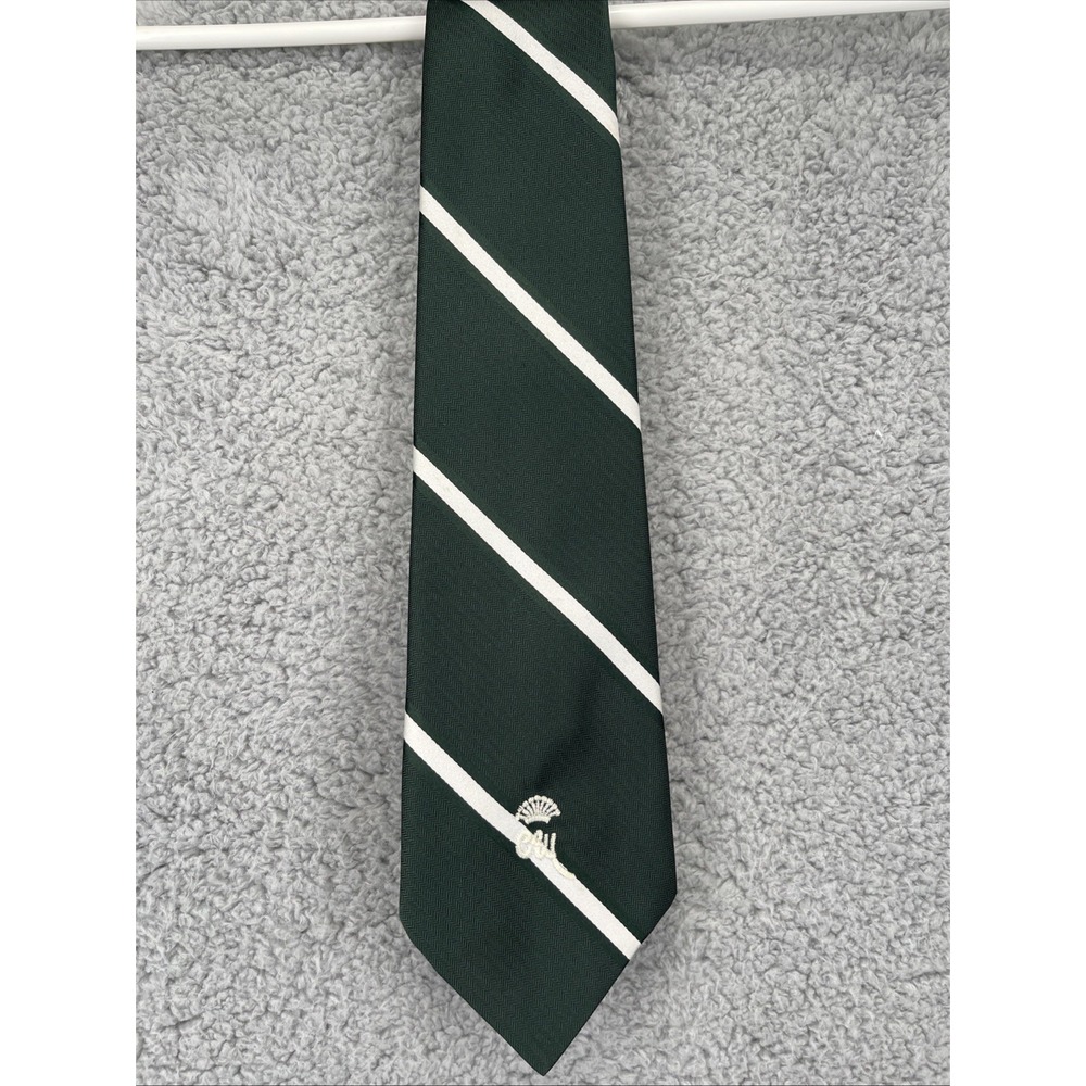 Godchaux's Countess Mara Mens Tie Necktie Green White Stripes 55" x 3.5"
